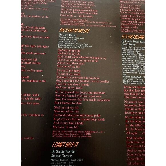 Michael Jackson - Off The Wall LP Vinyl Record Album 12" 1979 Epic Recor… - Picture 6 of 9